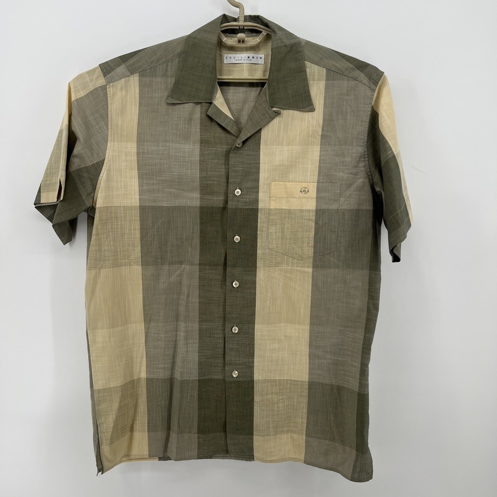 Equilibrio Shirt Mens Large Multi Color Check Made In Italy Cotton Baumwolle